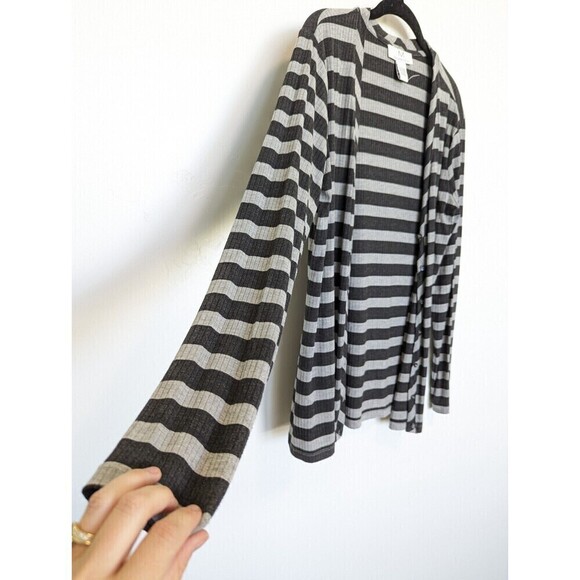 MAGASCHONI Cardigan Womens Size L Gray Ribbed Striped Lightweight Casual Sweater - Picture 7 of 11